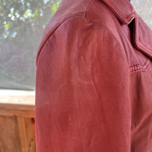 See By Chloe Women's Rusty Red Lamb Leather Belted Jacket Sizes 4 - Picture 10 of 16
